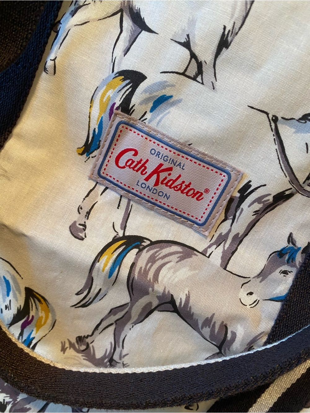 Cath Kidston Large Tote with Horse Print with Striped Handles. - Picture 2 of 16